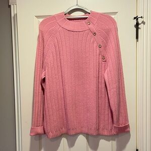 Talbots Pink Ribbed Sweater with Gold Accents